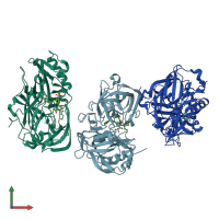 PDB entry 5dqc coloured by chain, front view.