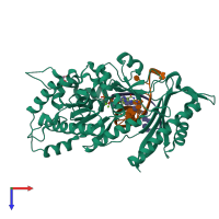 PDB entry 5dqh coloured by chain, top view.