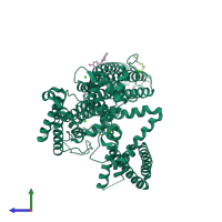 PDB entry 5dqq coloured by chain, side view.