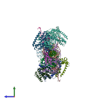 PDB entry 5dqt coloured by chain, side view.
