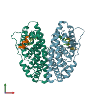 PDB entry 5drj coloured by chain, front view.