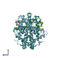 PDB entry 5drj coloured by chain, side view.