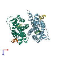 PDB entry 5drj coloured by chain, top view.