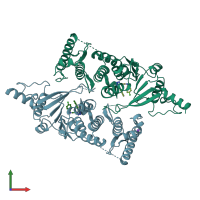 PDB entry 5drt coloured by chain, front view.