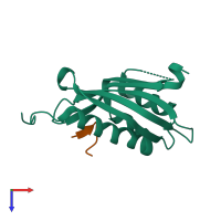 PDB entry 5drv coloured by chain, top view.