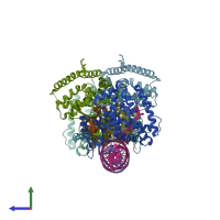 PDB entry 5ds6 coloured by chain, side view.