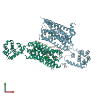 PDB entry 5dsg coloured by chain, front view.