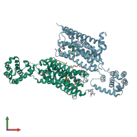 PDB entry 5dsg coloured by chain, front view.