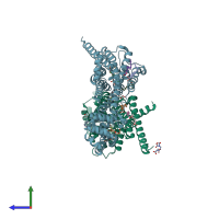 PDB entry 5dsg coloured by chain, side view.