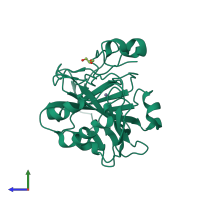 PDB entry 5dsl coloured by chain, side view.