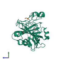 PDB entry 5dso coloured by chain, side view.