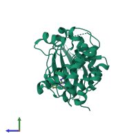 PDB entry 5dt0 coloured by chain, side view.
