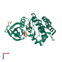 PDB entry 5dt3 coloured by chain, top view.