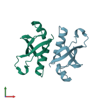 PDB entry 5dtc coloured by chain, front view.