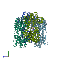 PDB entry 5dte coloured by chain, side view.