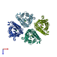 PDB entry 5dte coloured by chain, top view.
