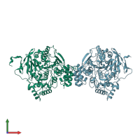 PDB entry 5dti coloured by chain, front view.