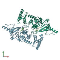PDB entry 5dtr coloured by chain, front view.