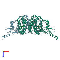 PDB entry 5dtr coloured by chain, top view.