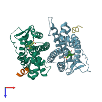 PDB entry 5dtv coloured by chain, top view.