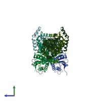 PDB entry 5dtw coloured by chain, side view.
