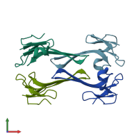 PDB entry 5du1 coloured by chain, front view.