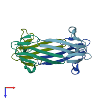 PDB entry 5du1 coloured by chain, top view.