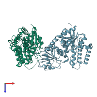 PDB entry 5du2 coloured by chain, top view.