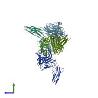 PDB entry 5du7 coloured by chain, side view.