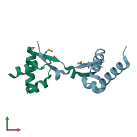 PDB entry 5duk coloured by chain, front view.