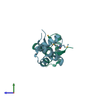 PDB entry 5duk coloured by chain, side view.