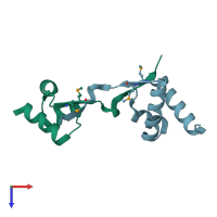 PDB entry 5duk coloured by chain, top view.