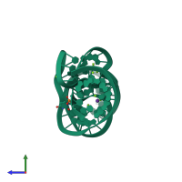 PDB entry 5dun coloured by chain, side view.