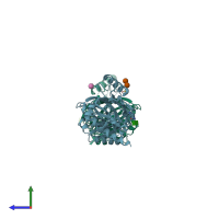 PDB entry 5duq coloured by chain, side view.