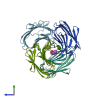 PDB entry 5duw coloured by chain, side view.