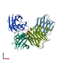 PDB entry 5dux coloured by chain, front view.