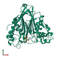 PDB entry 5dv2 coloured by chain, front view.