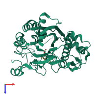 PDB entry 5dv2 coloured by chain, top view.