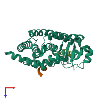 PDB entry 5dv3 coloured by chain, top view.