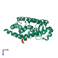 PDB entry 5dv6 coloured by chain, top view.