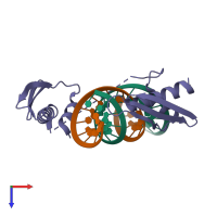PDB entry 5dv7 coloured by chain, top view.