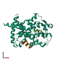 PDB entry 5dv8 coloured by chain, front view.