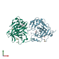 PDB entry 5dvx coloured by chain, front view.