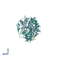 PDB entry 5dvx coloured by chain, side view.
