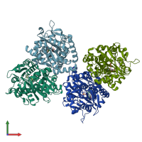 PDB entry 5dw0 coloured by chain, front view.