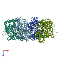 PDB entry 5dw0 coloured by chain, top view.