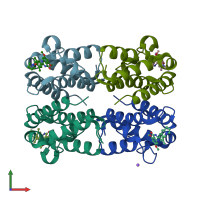 PDB entry 5dw1 coloured by chain, front view.