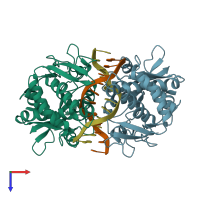 PDB entry 5dwa coloured by chain, top view.