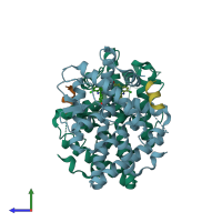 PDB entry 5dwe coloured by chain, side view.