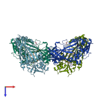 PDB entry 5dwq coloured by chain, top view.